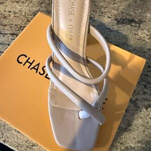 Chase + Chloe Taupe Strappy Square-Toe Sandals